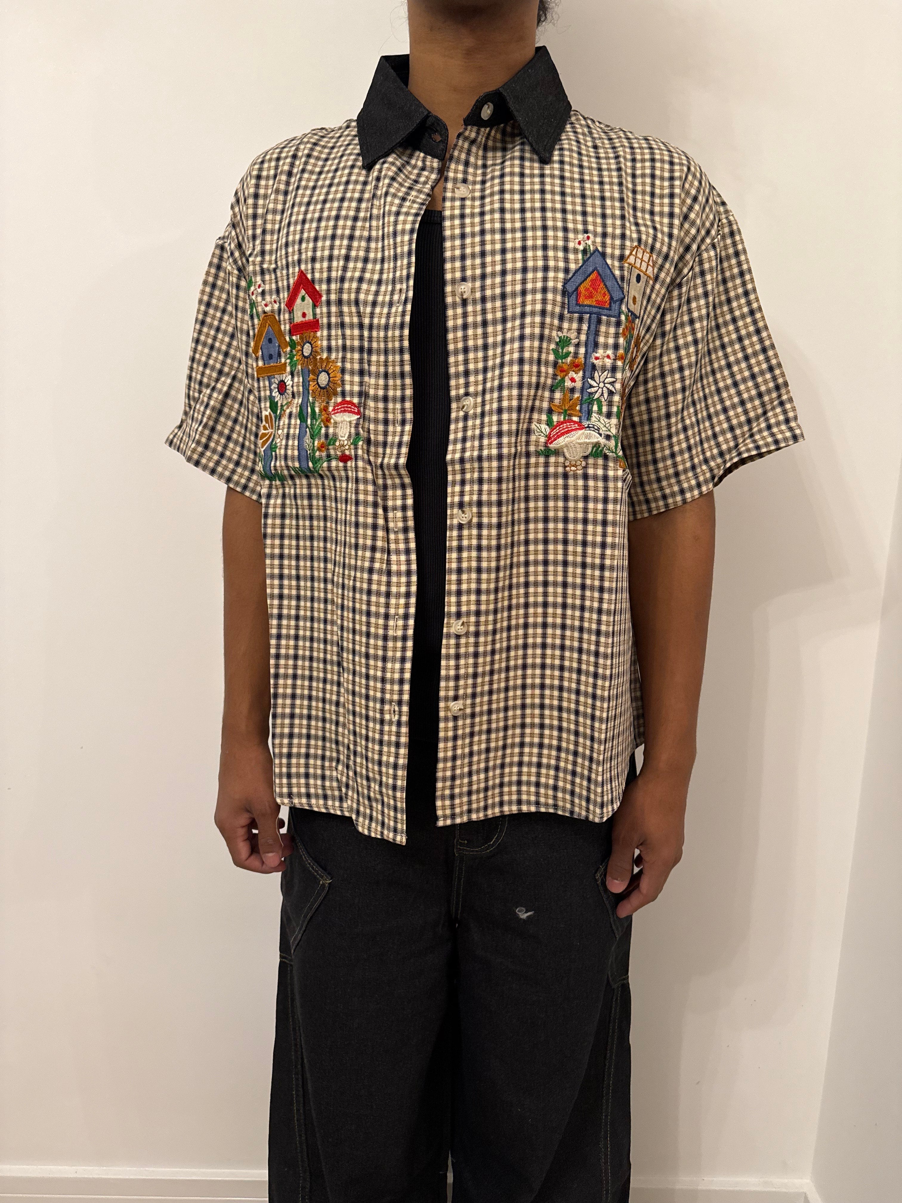 Plaid Home Embroidered Shirt