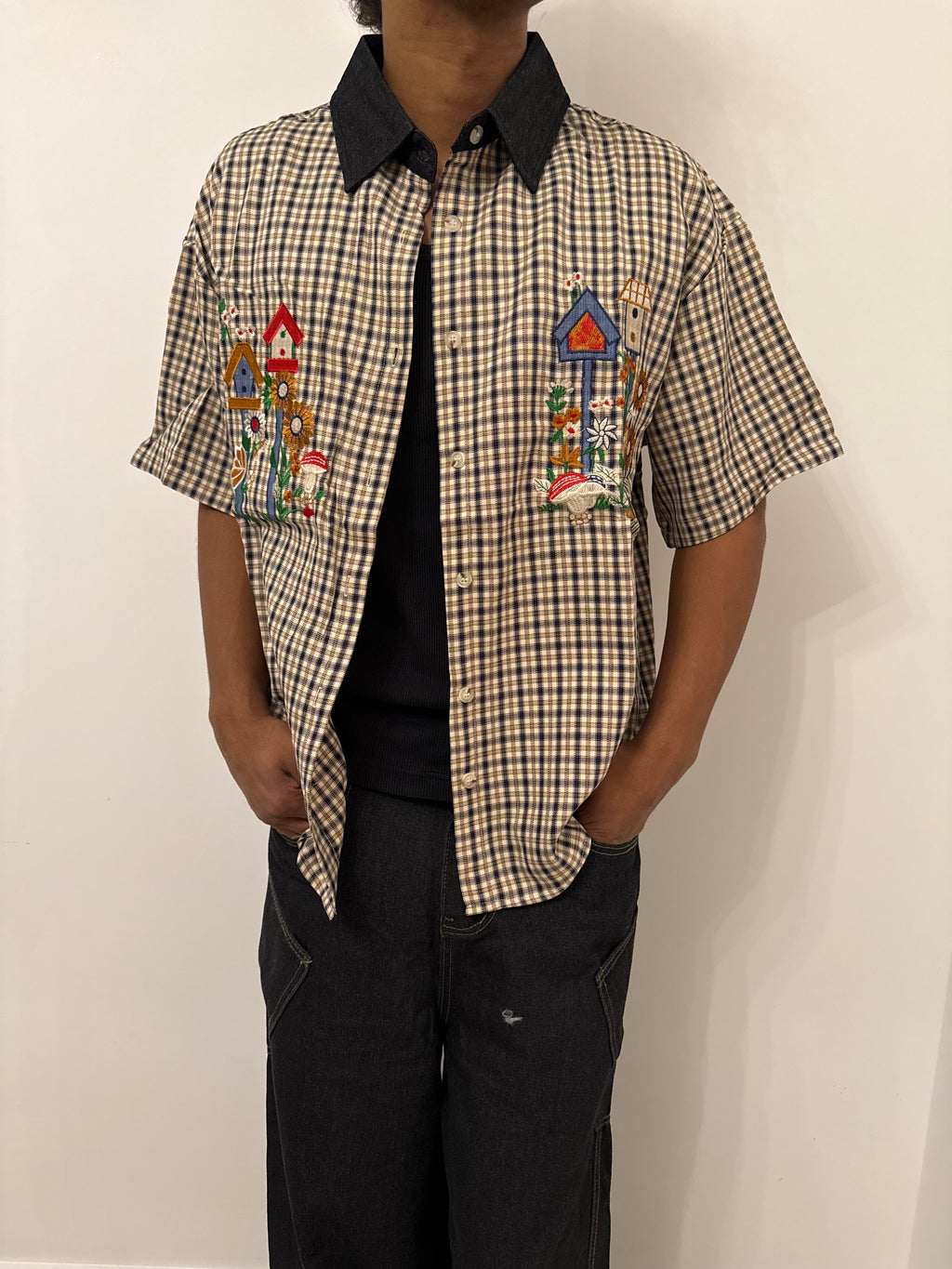 Plaid Home Embroidered Shirt