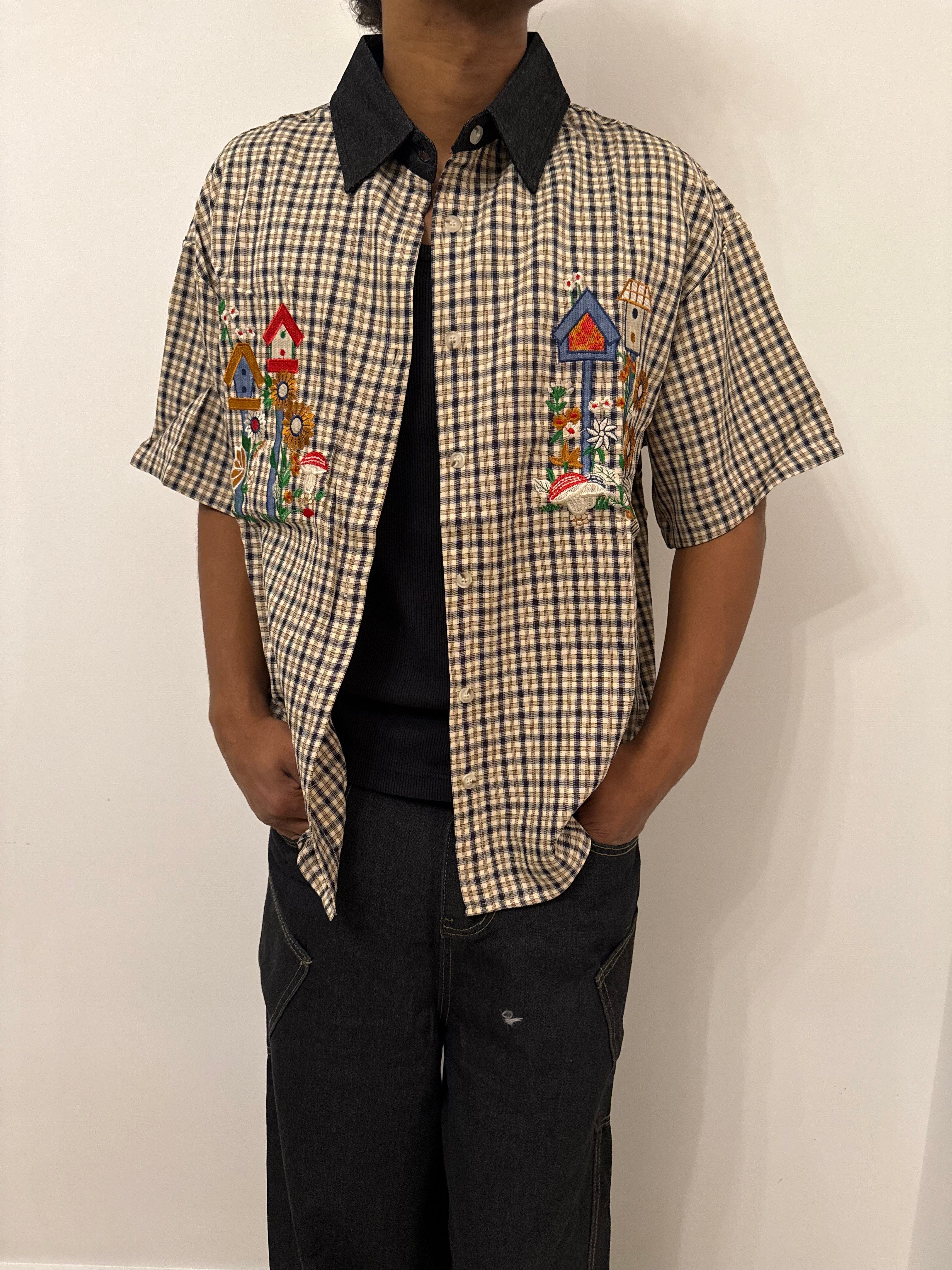 Plaid Home Embroidered Shirt