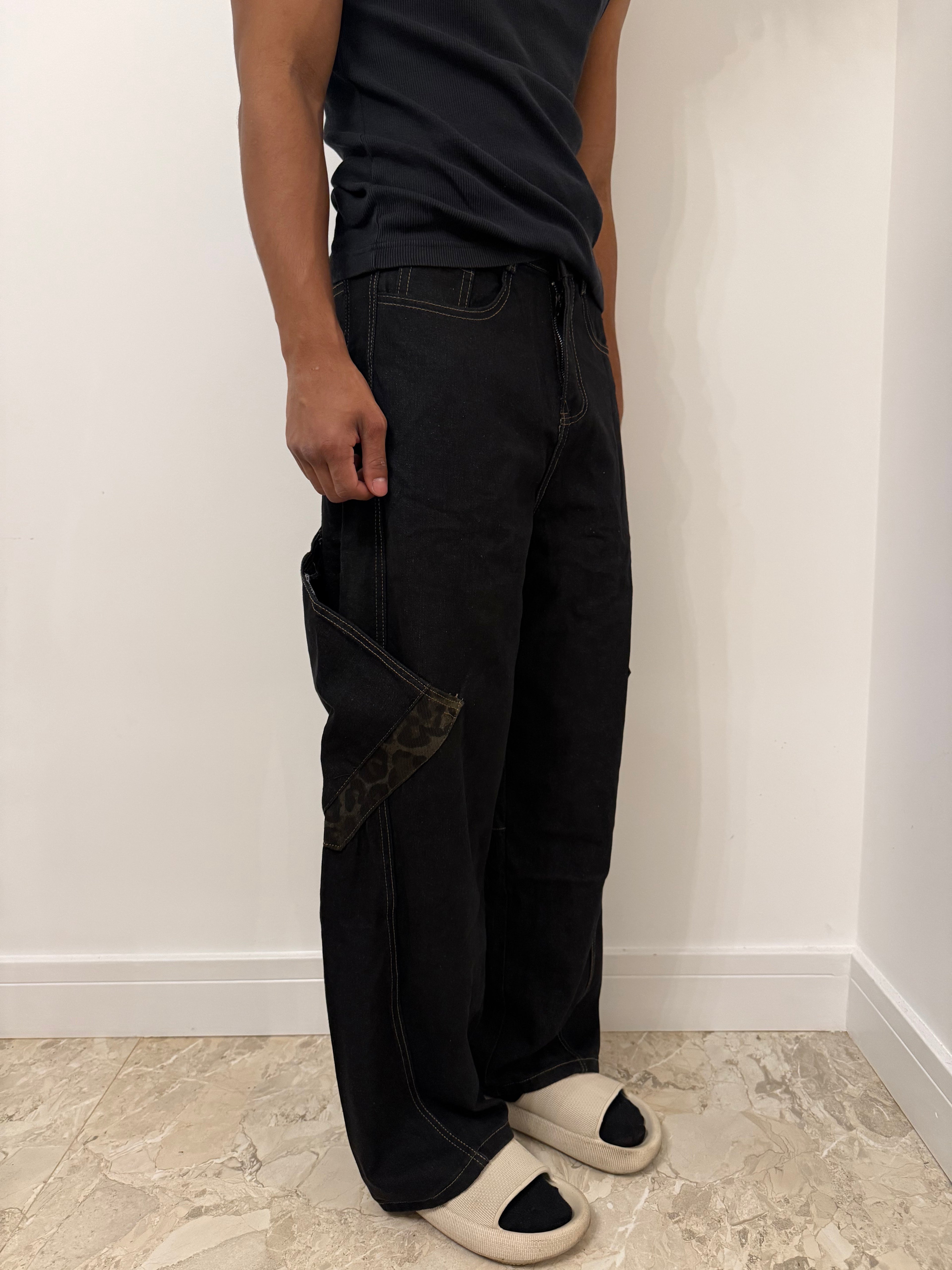 Leopard Print Stitch Jeans